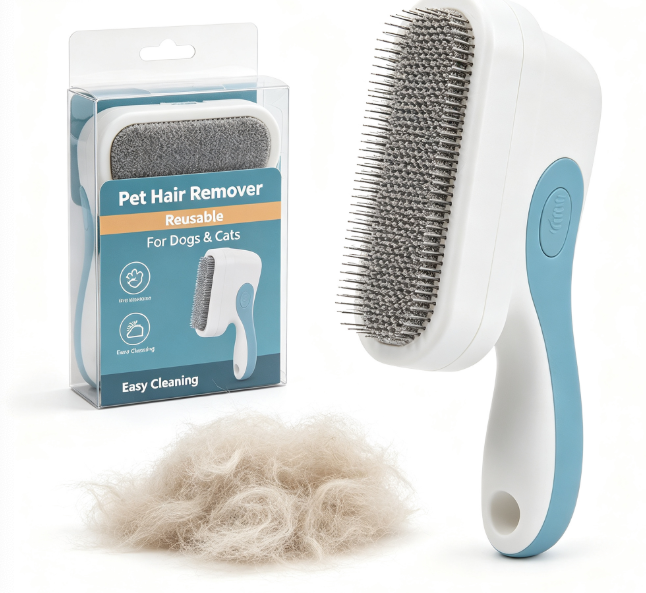 Reusable Double Sided Pet Hair Remover Brush, Ergonomic Lint Cleaner Tool for Dog Cat Fur on Clothes, Sofa & Furniture