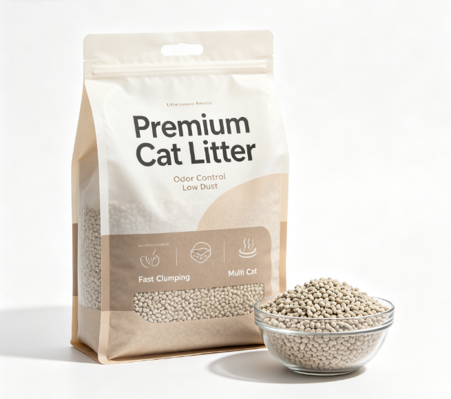 Premium Natural Clumping Clay Cat Litter, Low Dust Strong Odor Control Multi-Cat Litter with Fast Absorbing Formula