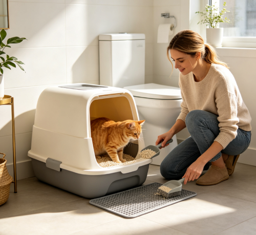 Premium Natural Clumping Clay Cat Litter, Low Dust Strong Odor Control Multi-Cat Litter with Fast Absorbing Formula