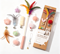 Premium Interactive Cat Teaser Wand Toy Set with Colorful Feathers, Bells & Multiple Replacement Attachments, Safe Durable Wand for Kitten Exercise & Play
